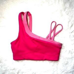 Women’s One-Shoulder Sports Bra - Hot Pink